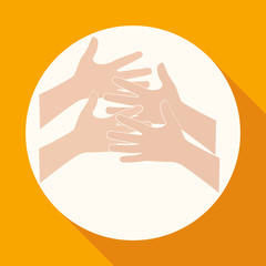 Icon Hands on white circle with a long shadow