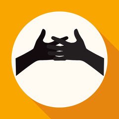 Icon Hands on white circle with a long shadow