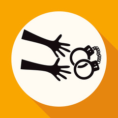 Icon modern police on white circle with a long shadow