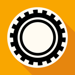 Icon Cogs on white circle with a long shadow