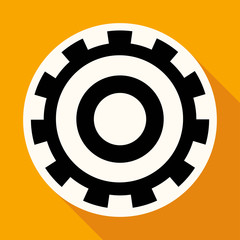 Icon Cogs on white circle with a long shadow
