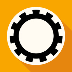 Icon Cogs on white circle with a long shadow