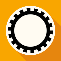 Icon Cogs on white circle with a long shadow