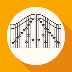 Icon gate on white circle with a long shadow