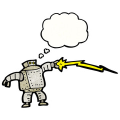 robot with thought bubble cartoon