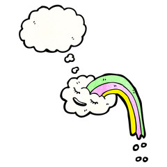 rainbow cloud with thought bubble