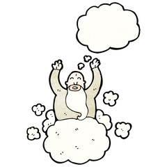cartoon god on cloud