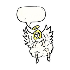 angel on cloud with speech bubble