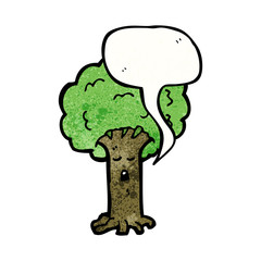 cartoon tree with speech bubble