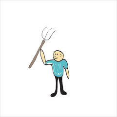 farmer with a pitchfork , illustrator
