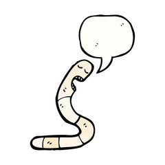 cartoon worm with speech bubble