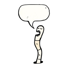 cartoon worm with speech bubble