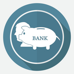 Icon Money bag on white circle with a long shadow