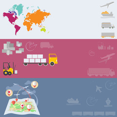 Logistics and Transportation, vector flat global transportation