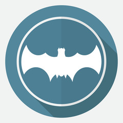 Icon Bat white circle with a long shadow