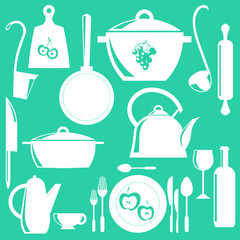 Kitchen items, Kitchen appliances, vector illustration