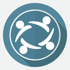 Hands Deal Design Icon on white circle with a long shadow