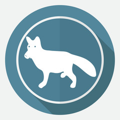 dog icon on white circle with a long shadow