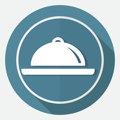 Icon chef on white circle with a long shadow