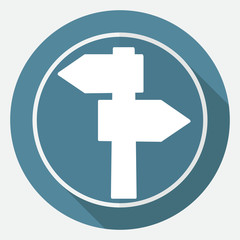 Icon blank road on white circle with a long shadow