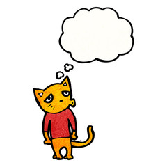 cat with thought cloud cartoon