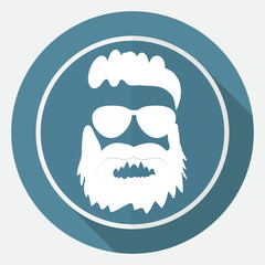 Icon beard on white circle with a long shadow