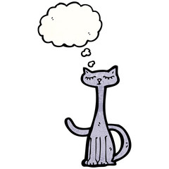 cartoon cat with thought bubble