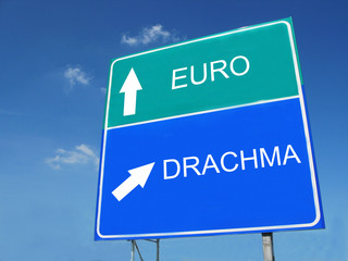 EURO-DRACHMA road sign