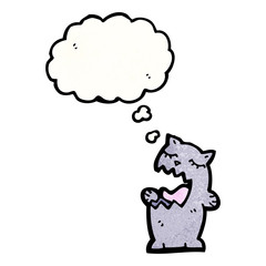 cartoon cat with thought bubble