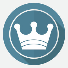 Icon Crown on white circle with a long shadow