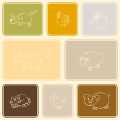 Seamless background with domestic animal kids drawing 