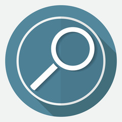 Magnify icon on white circle with a long shadow