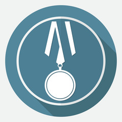 Flat medal icon with long shadow