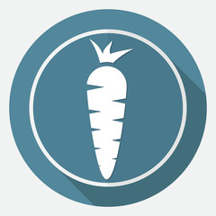 Carrot Icon on white circle with a long shadow