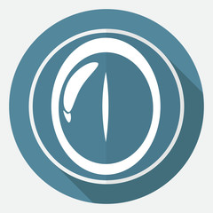 Icon eye on white circle with a long shadow