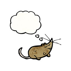 cartoon mouse with thought bubble