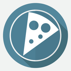 Fototapeta premium pizza slice on white circle with a long shadow