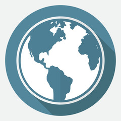 Obraz premium Icon Hand drawn earth on white circle with a long shadow