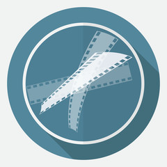 Icon Film on white circle with a long shadow