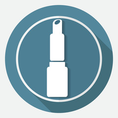 lipstick on white circle with a long shadow