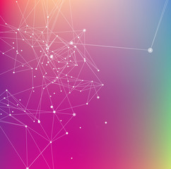 Colorful abstract background gradient. Connecting dots with line