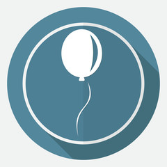 balloon icon on white circle with a long shadow