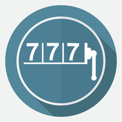 Icon 777 on white circle with a long shadow