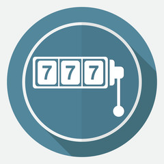 Icon 777 on white circle with a long shadow
