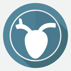 Icon human heart on white circle with a long shadow