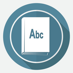 Icon book on white circle with a long shadow