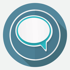 speech bubbles on white circle with a long shadow