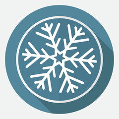 Christmas snowflake on white circle with a long shadow