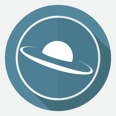 UFO Icon on white circle with a long shadow