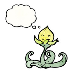 cartoon flower with thought bubble